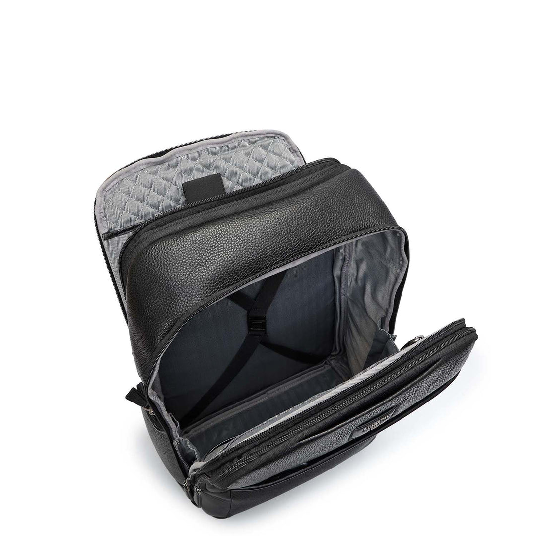 Wax Plain Leather Backpack - Black