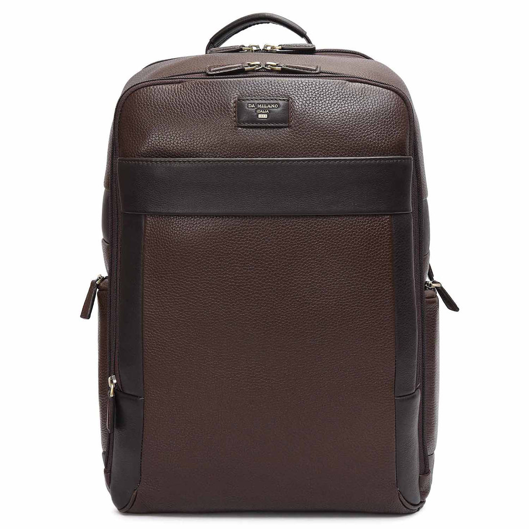 Wax Plain Leather Backpack - Brown