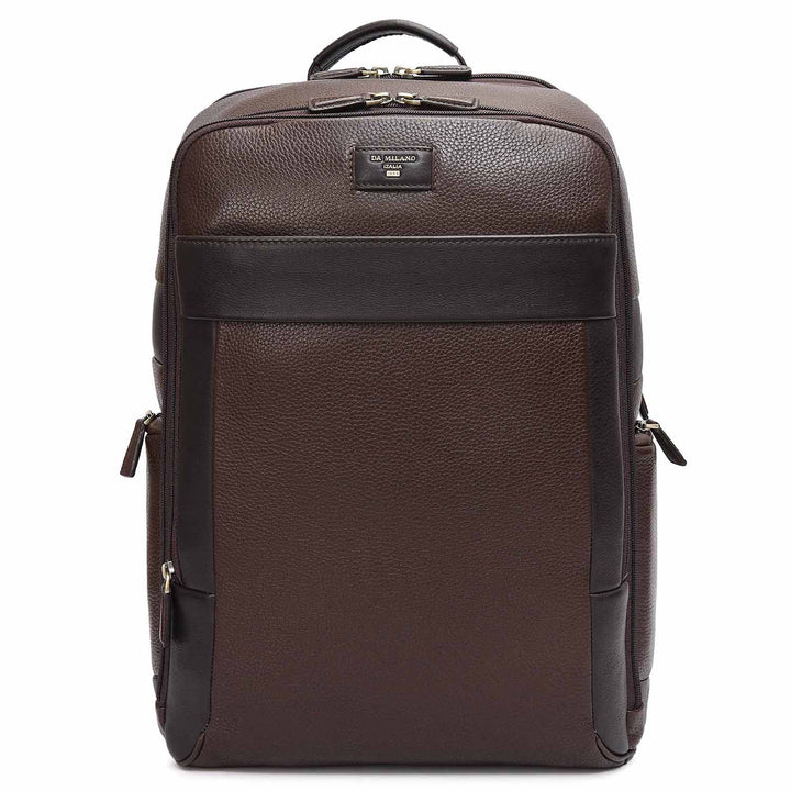 Wax Plain Leather Backpack - Brown