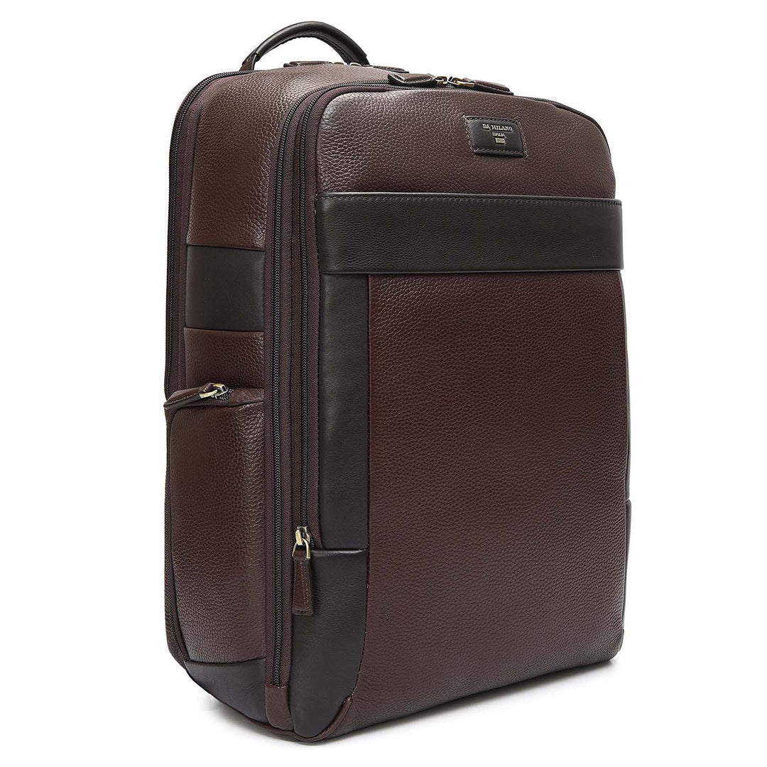 Wax Plain Leather Backpack - Brown