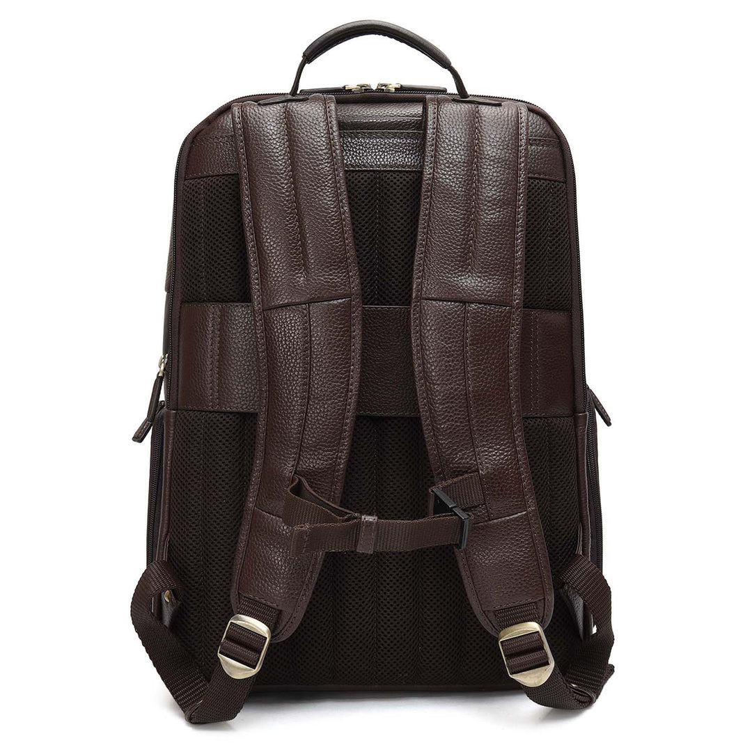 Wax Plain Leather Backpack - Brown