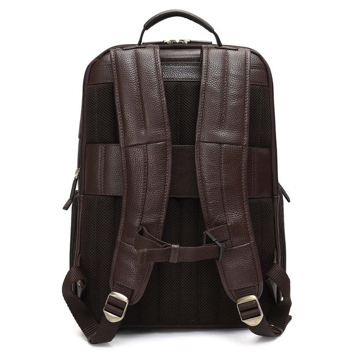 Wax Plain Leather Backpack - Brown