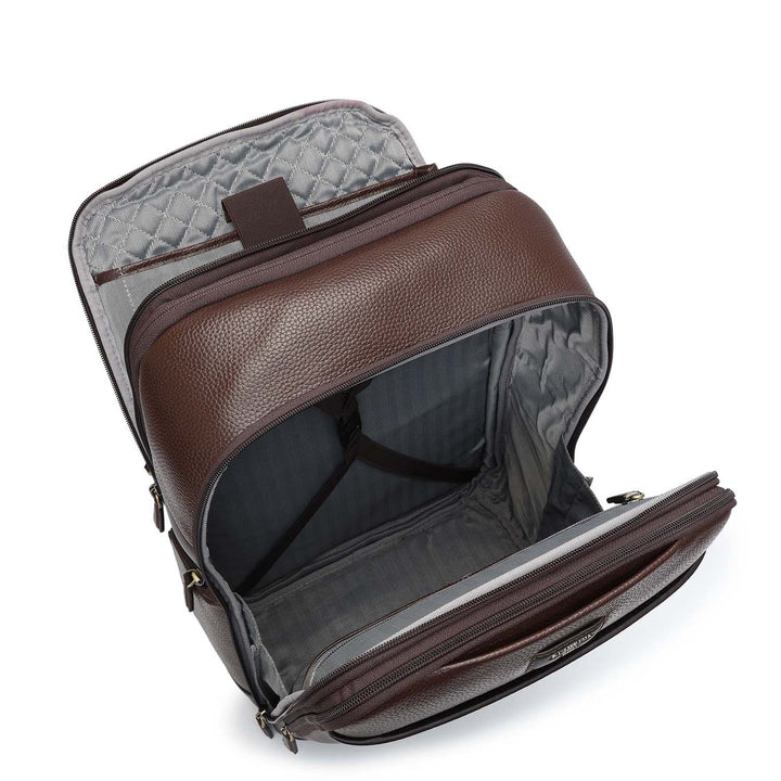 Wax Plain Leather Backpack - Brown