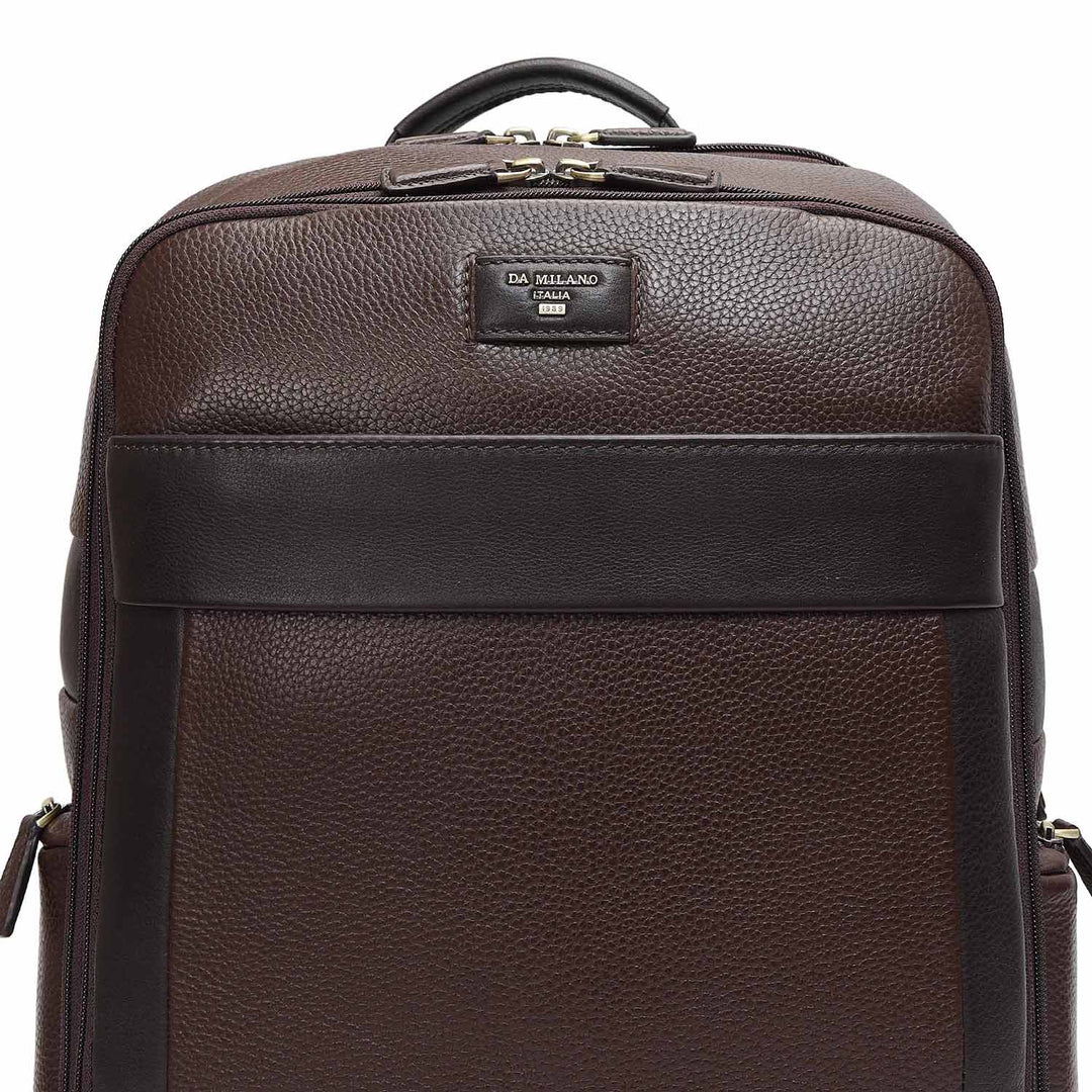 Wax Plain Leather Backpack - Brown
