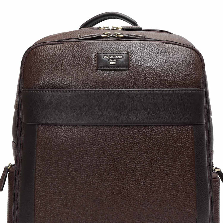 Wax Plain Leather Backpack - Brown