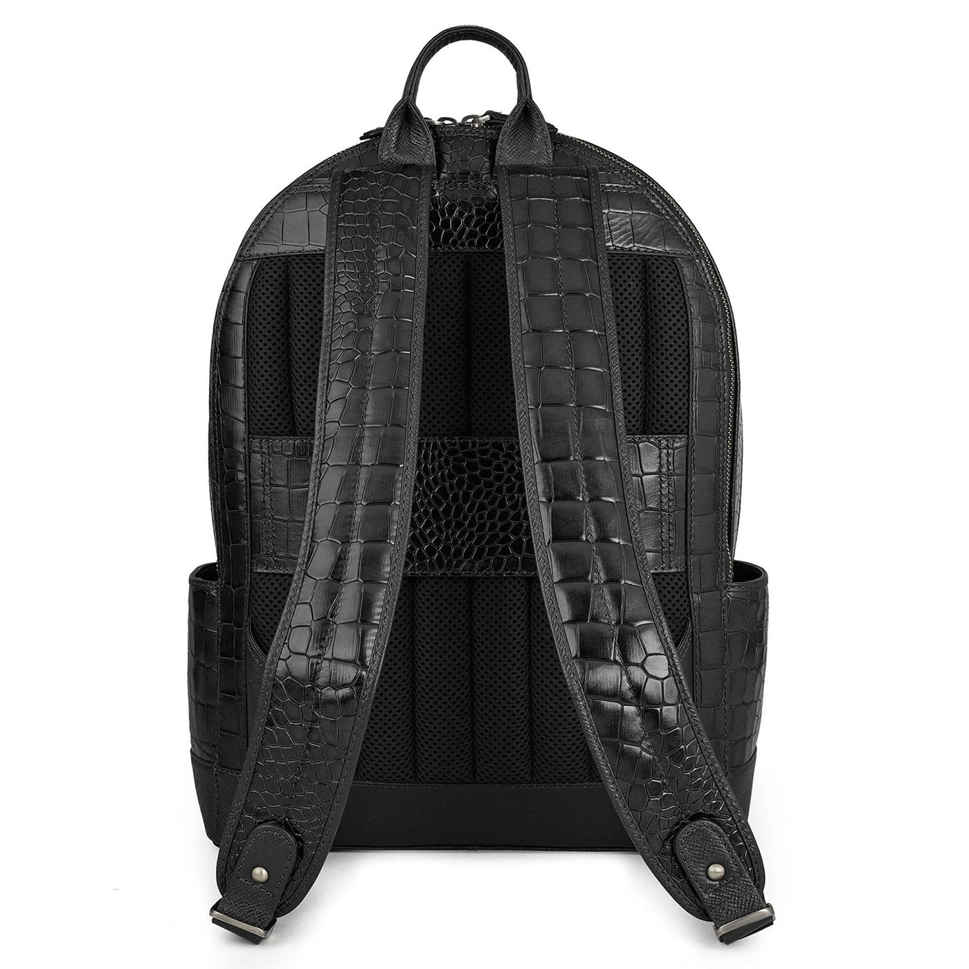 Croco Leather Backpack - Black