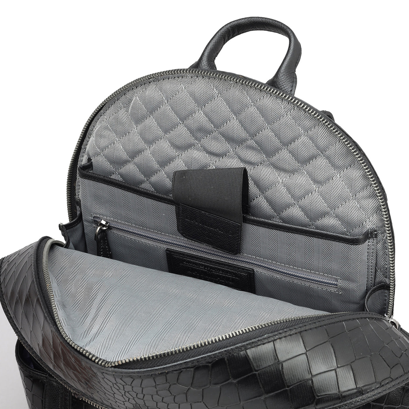 Croco Leather Backpack - Black