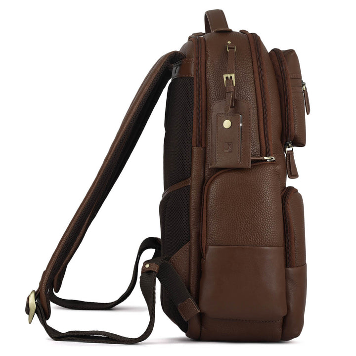 Wax Plain Leather Backpack - Espresso