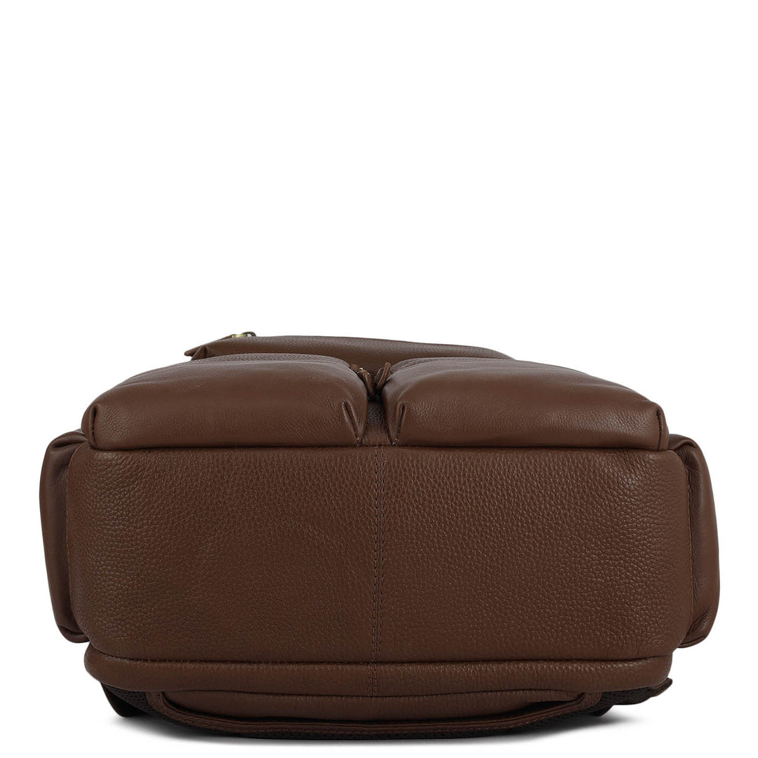 Wax Plain Leather Backpack - Espresso