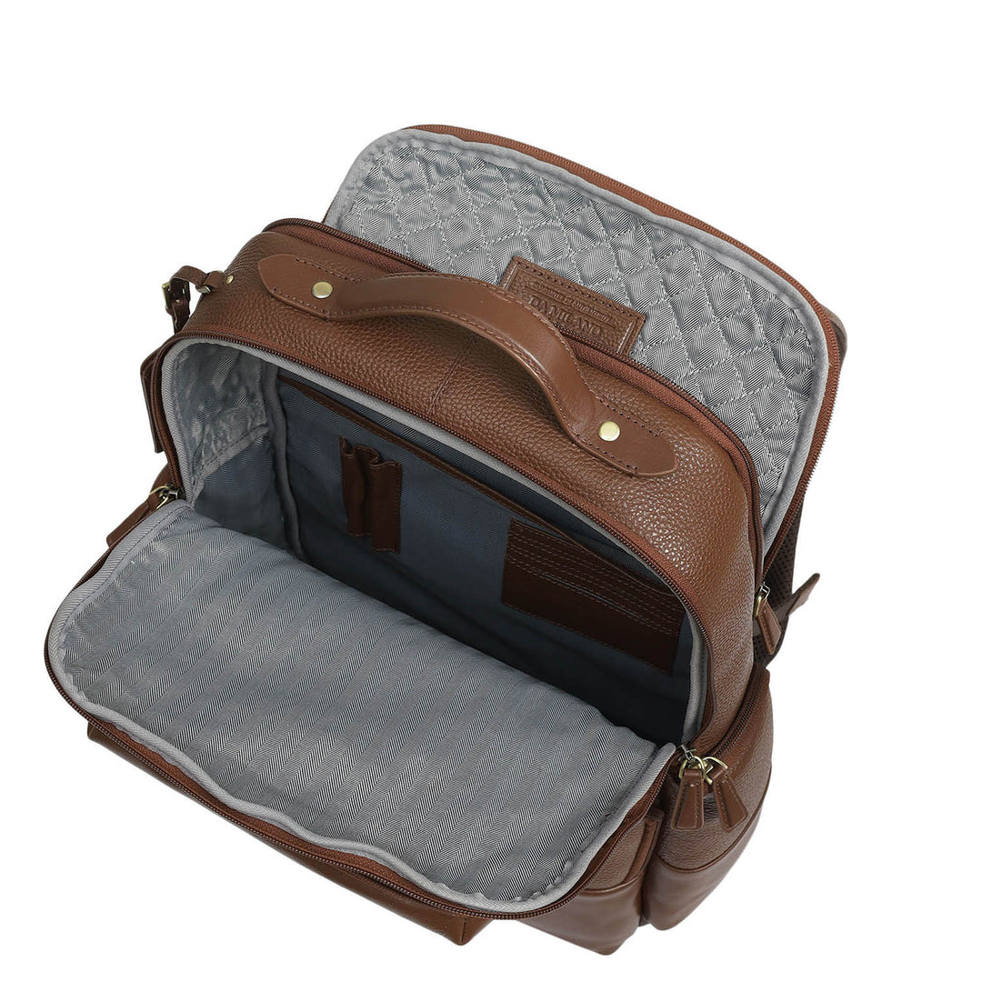 Wax Plain Leather Backpack - Espresso