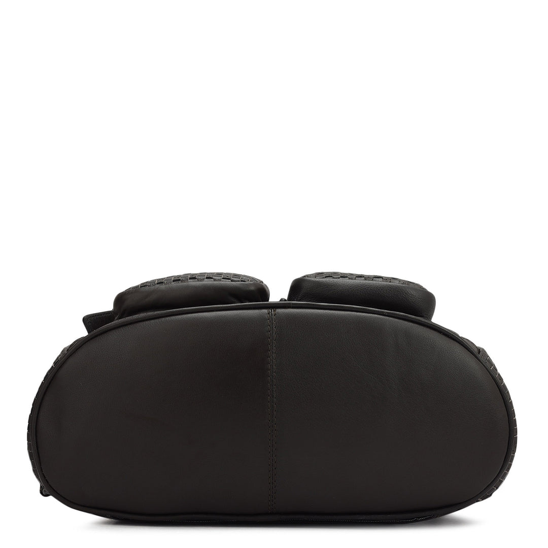 Punch Mat Leather Backpack - Brown