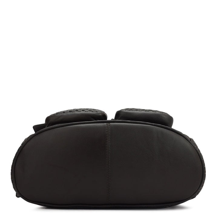 Punch Mat Leather Backpack - Brown