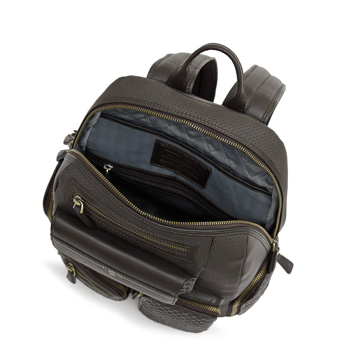 Punch Mat Leather Backpack - Brown
