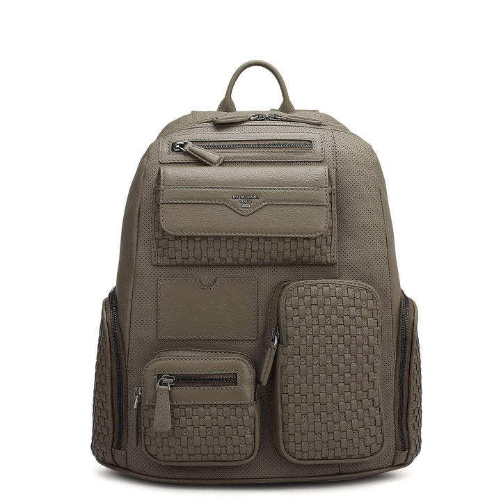 Punch Mat Leather Backpack - Greyish Taupe