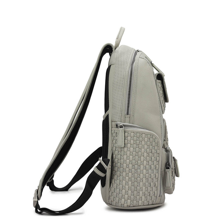 Punch Mat Leather Backpack - Light Grey