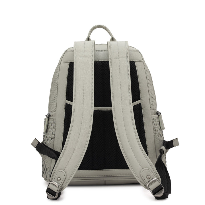 Punch Mat Leather Backpack - Light Grey