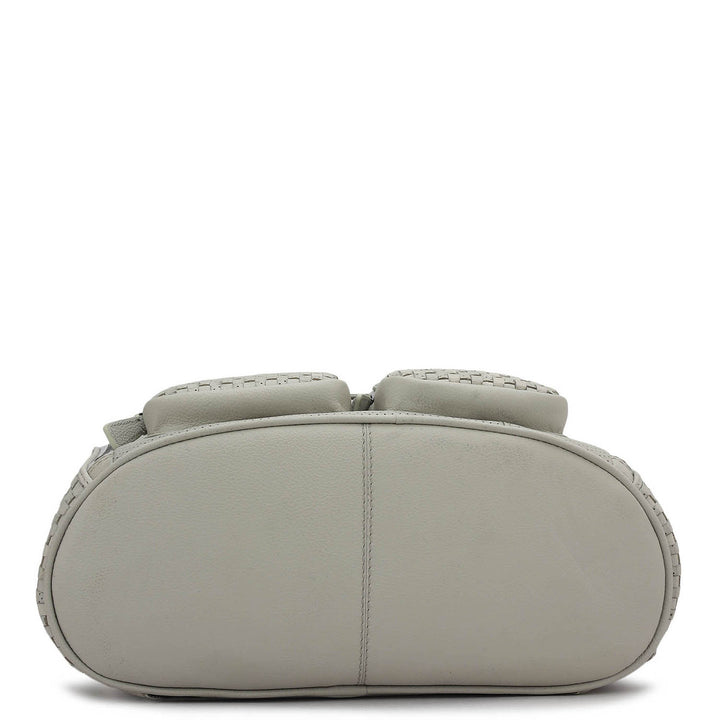 Punch Mat Leather Backpack - Light Grey