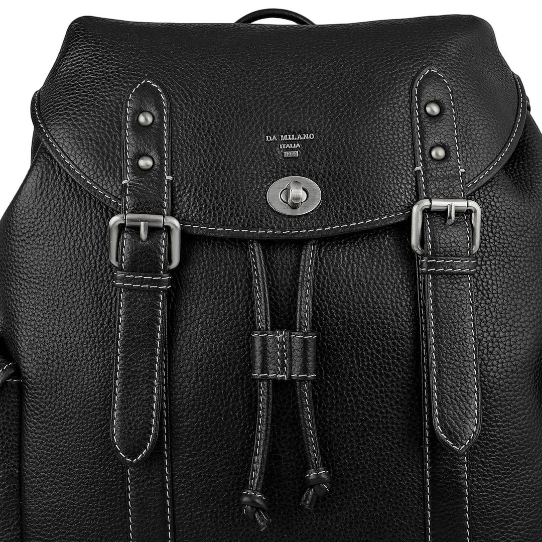 Wax Leather Backpack - Black