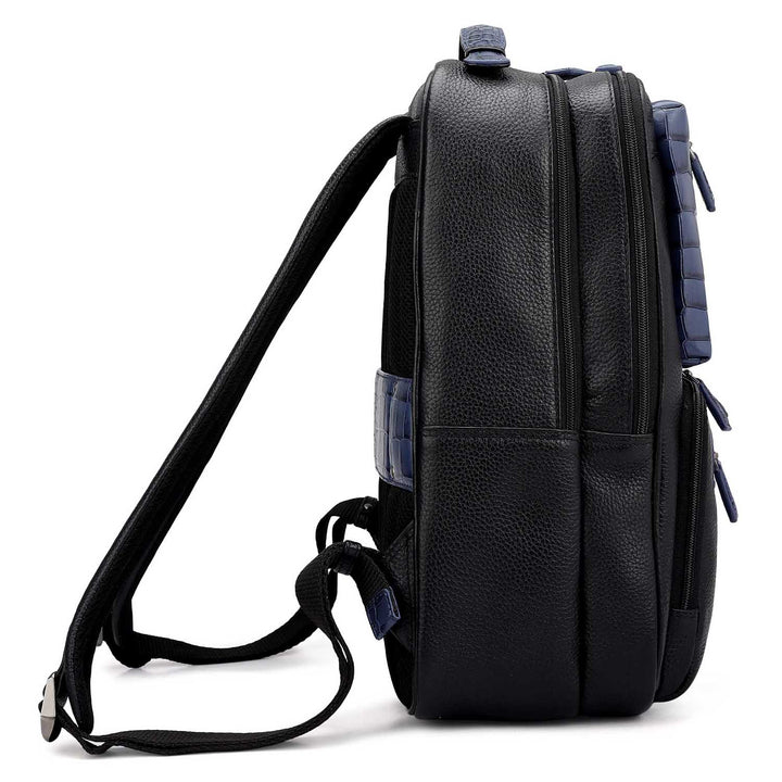 Wax Croco Leather Backpack - Black