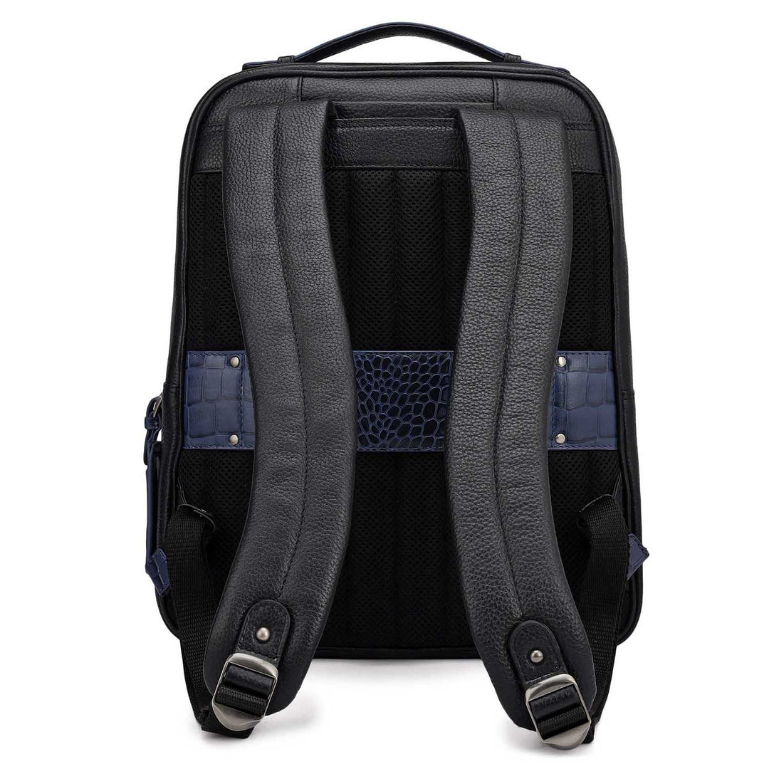 Wax Croco Leather Backpack - Black