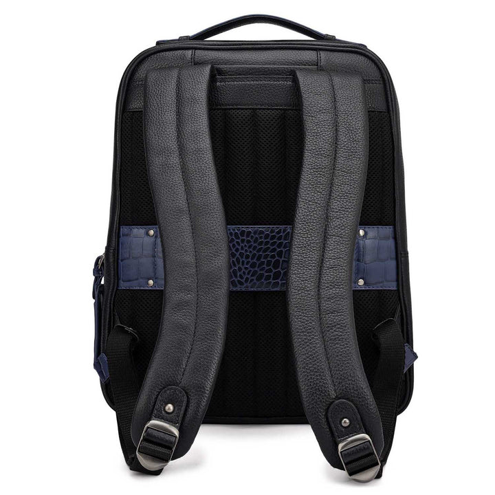Wax Croco Leather Backpack - Black