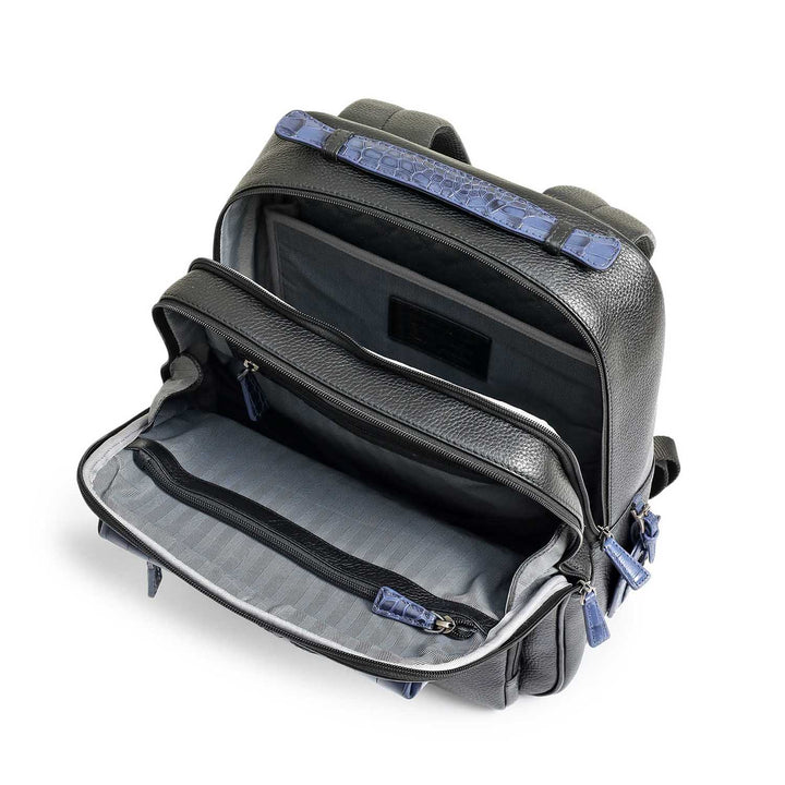 Wax Croco Leather Backpack - Black