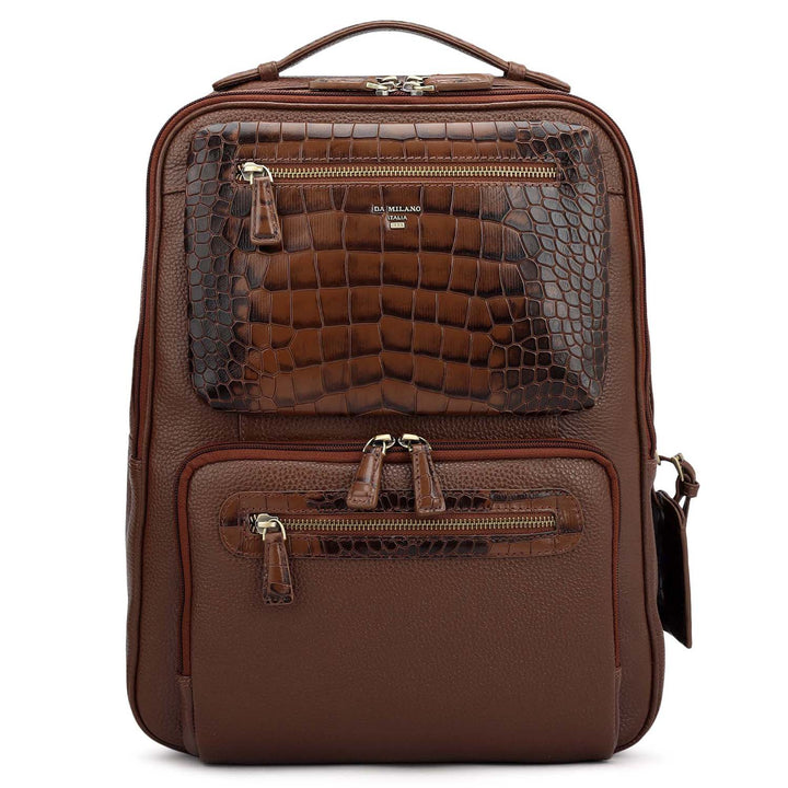 Wax Croco Leather Backpack - Espresso
