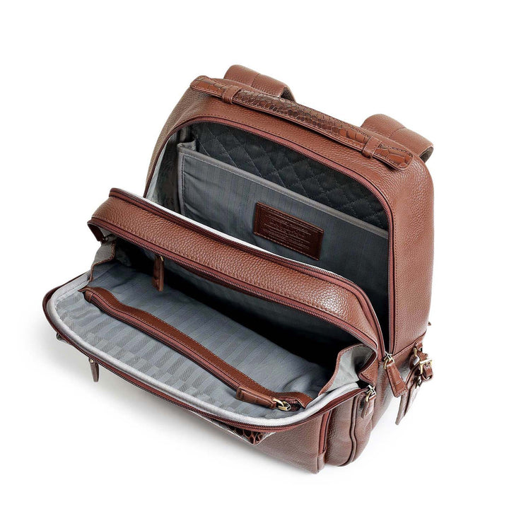 Wax Croco Leather Backpack - Espresso