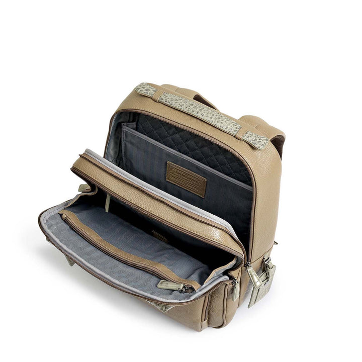 Wax Croco Leather Backpack - Greyish Taupe