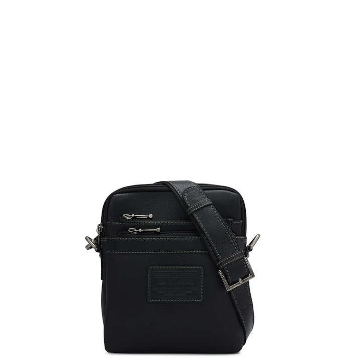 Wax Leather Men Sling - Black