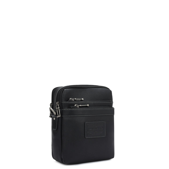 Wax Leather Men Sling - Black