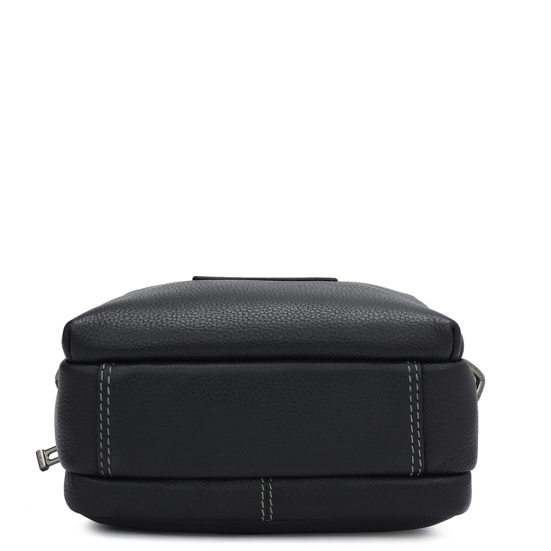 Wax Leather Men Sling - Black