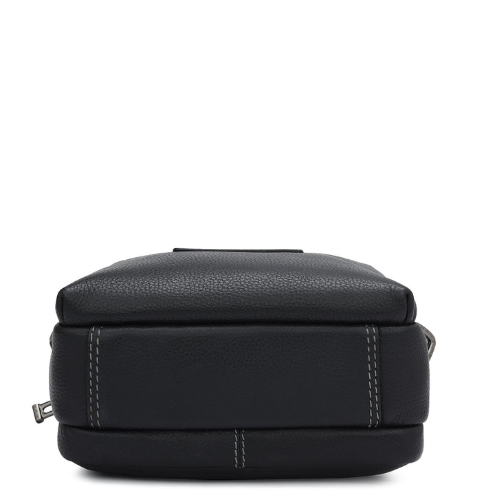 Wax Leather Men Sling - Black