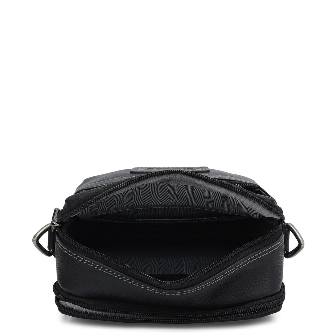 Wax Leather Men Sling - Black