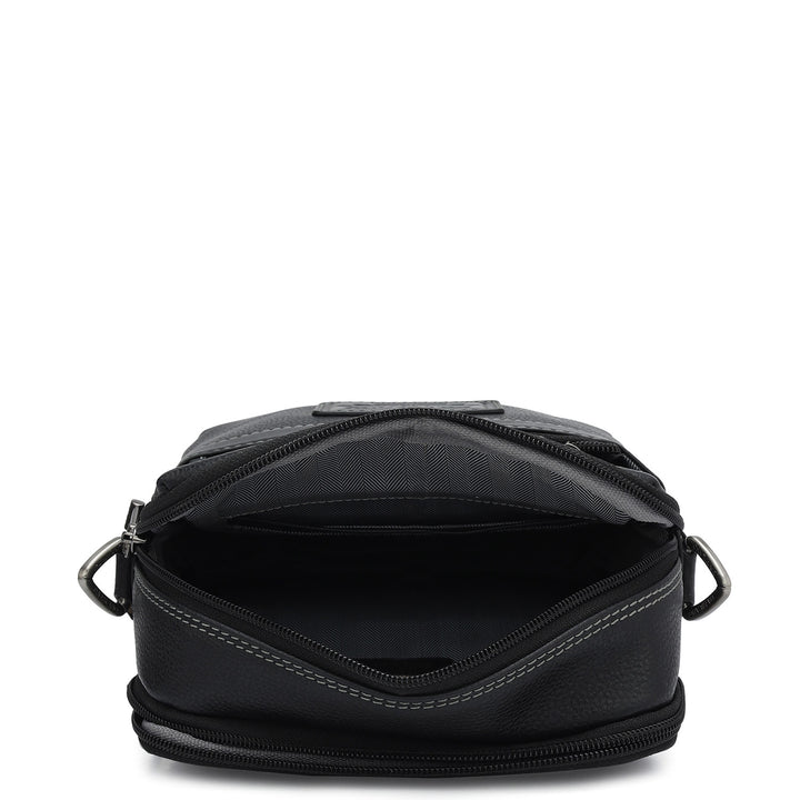 Wax Leather Men Sling - Black