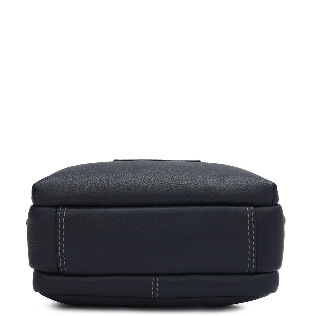 Wax Leather Men Sling - Navy