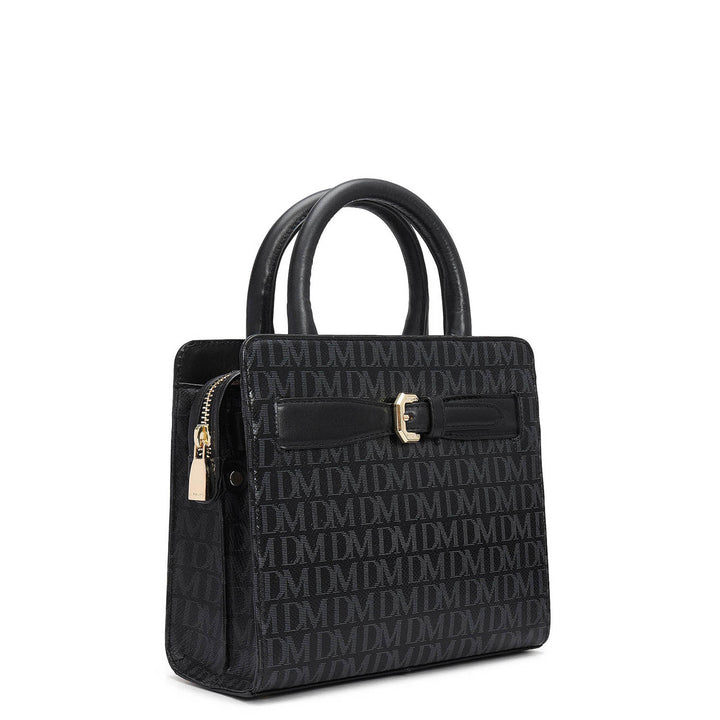 Small Monogram Leather Satchel - Black