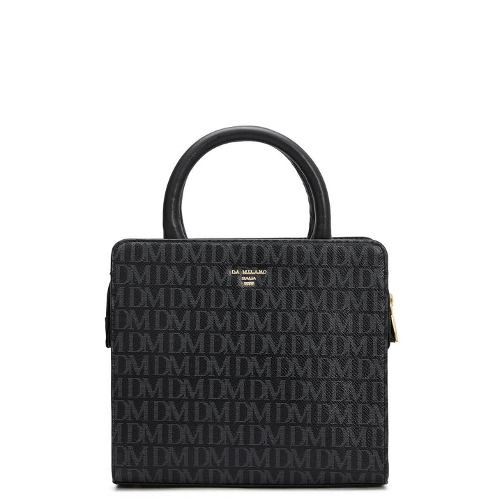 Small Monogram Leather Satchel - Black