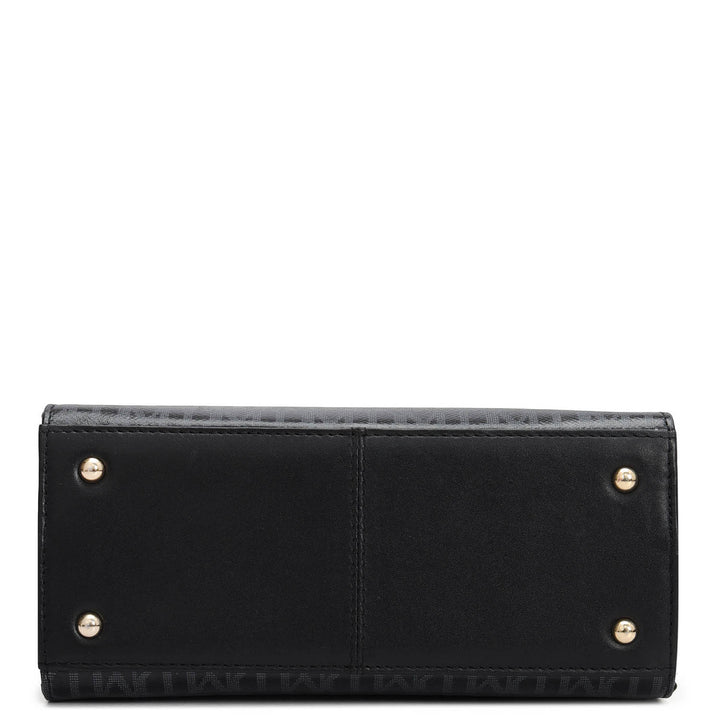 Small Monogram Leather Satchel - Black