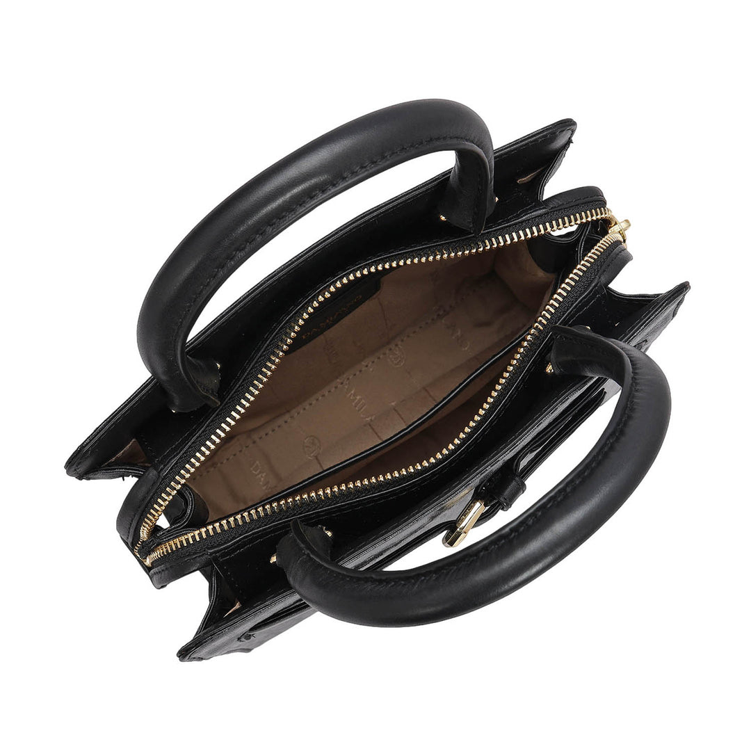 Small Monogram Leather Satchel - Black