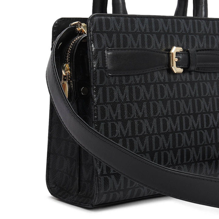 Small Monogram Leather Satchel - Black