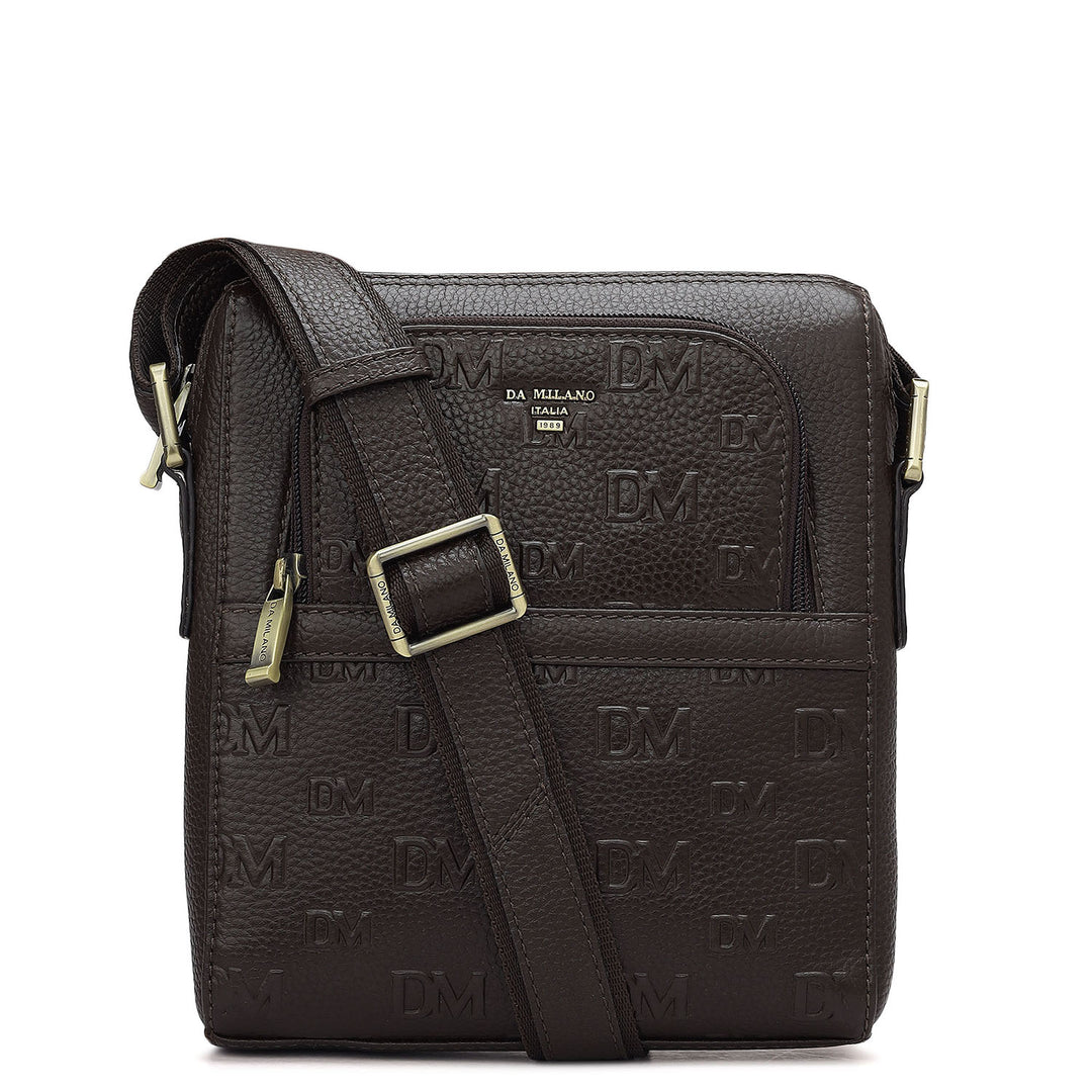 Monogram Wax Leather Men Sling - Chocolate