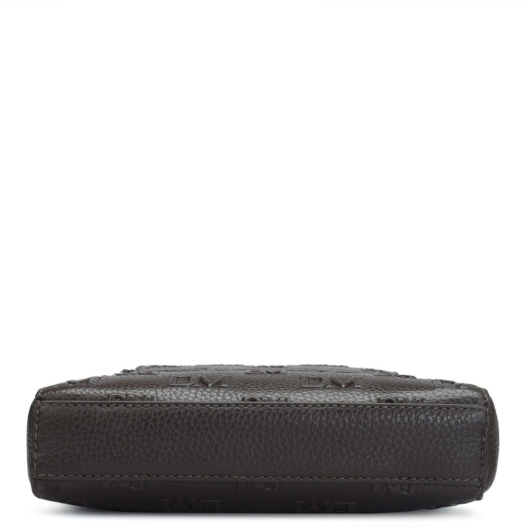 Monogram Wax Leather Mens Sling - Chocolate