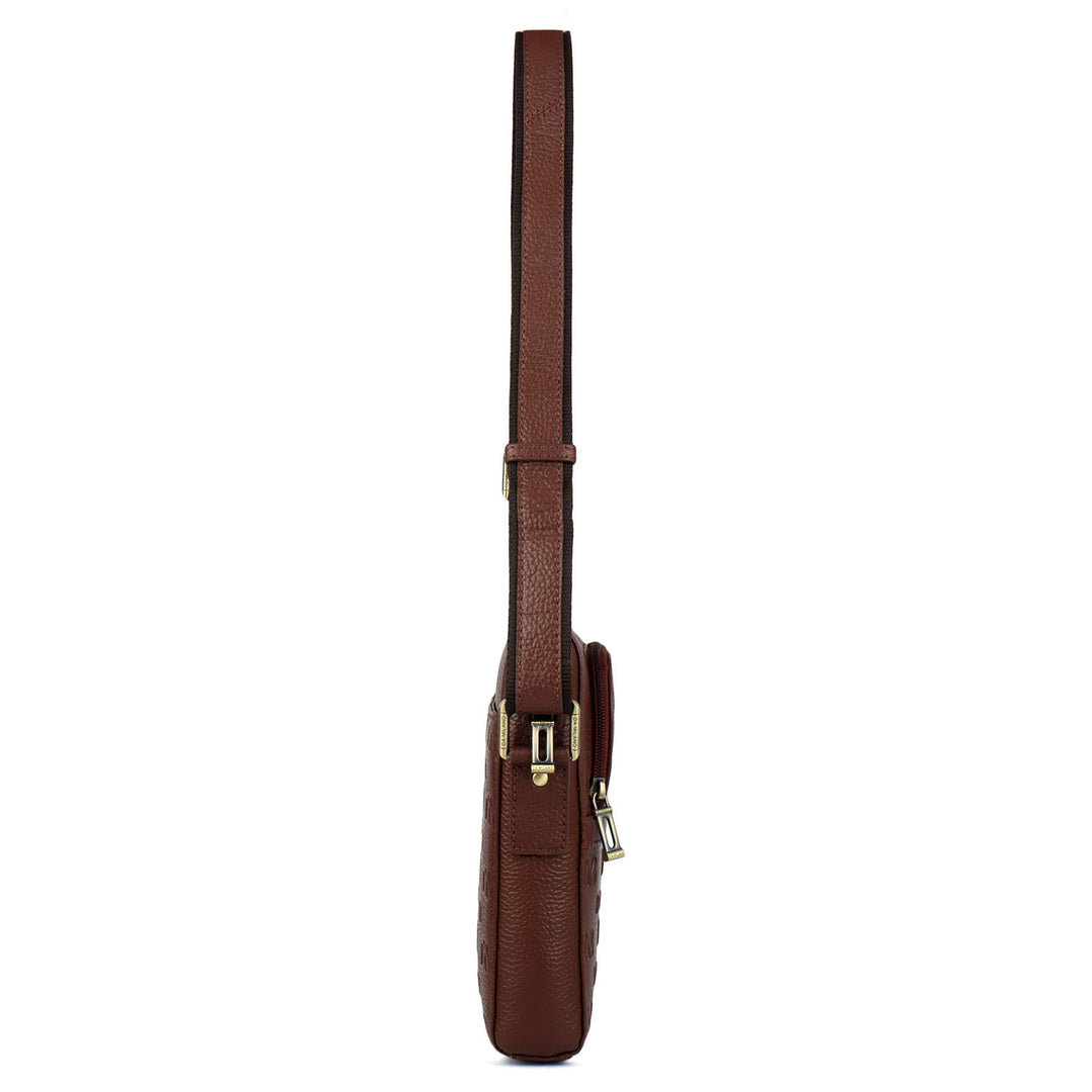 Monogram Wax Leather Men Sling - Espresso