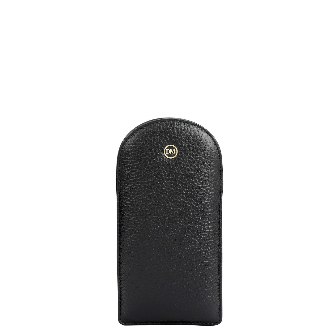 Wax Leather Spectacle Case - Black