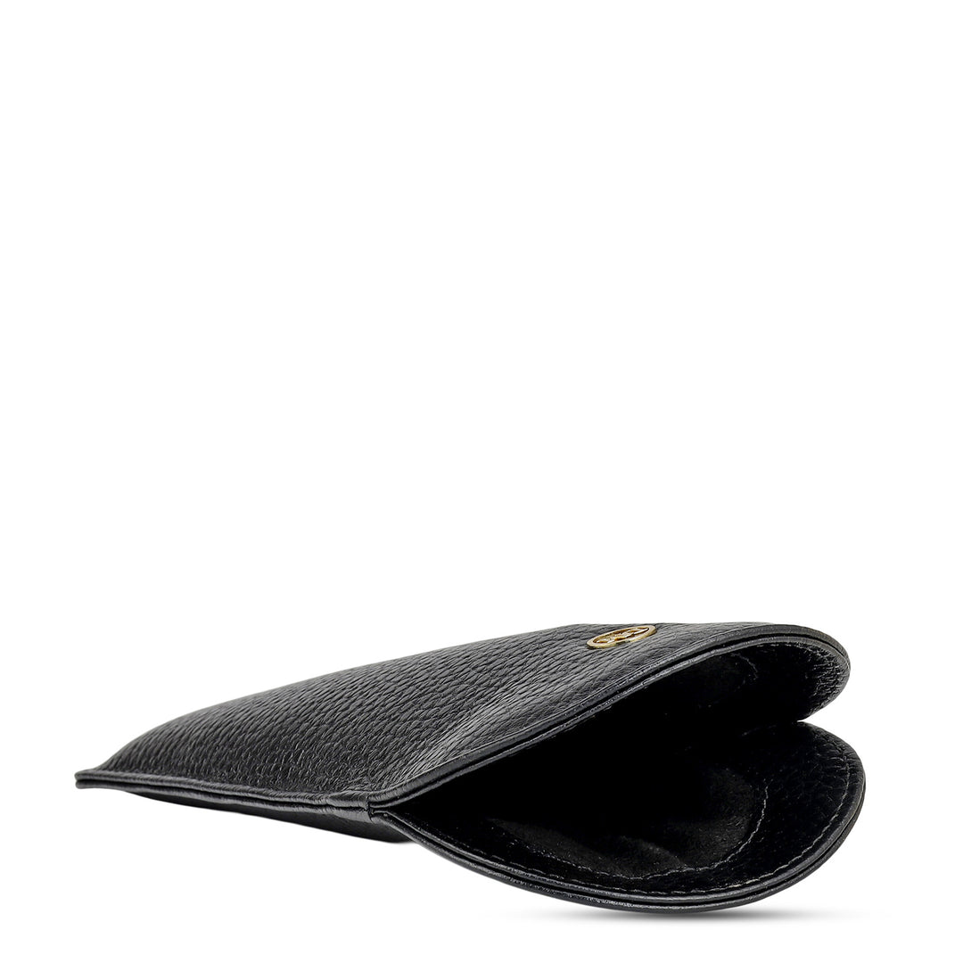 Wax Leather Spectacle Case - Black