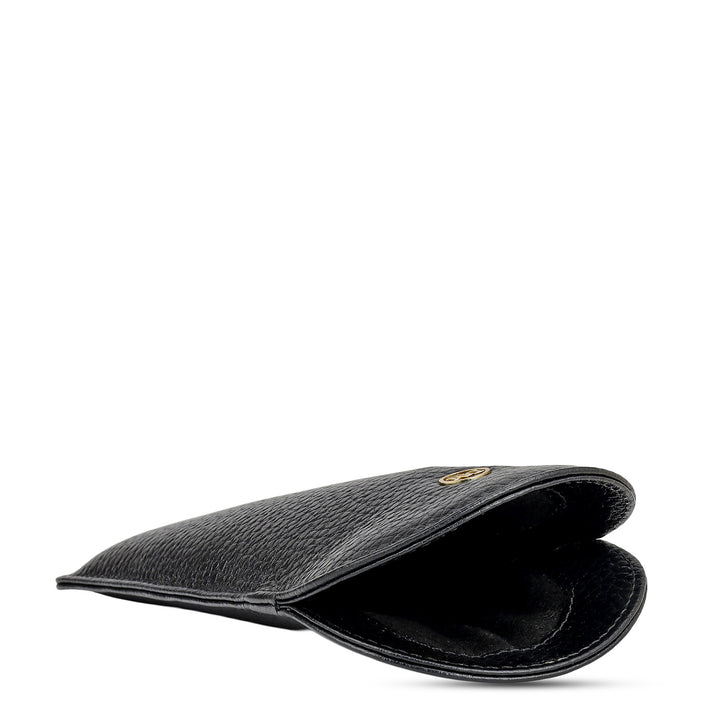 Wax Leather Spectacle Case - Black