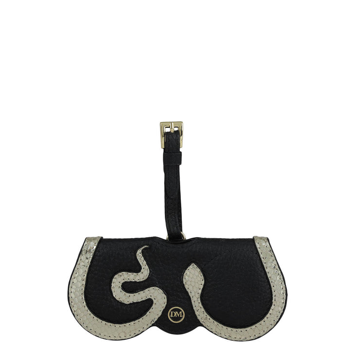 Wax Snake Leather Spectacle Case - Black