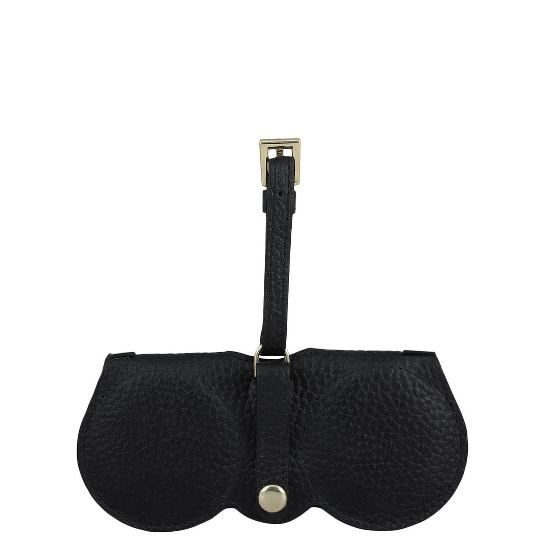 Wax Snake Leather Spectacle Case - Black