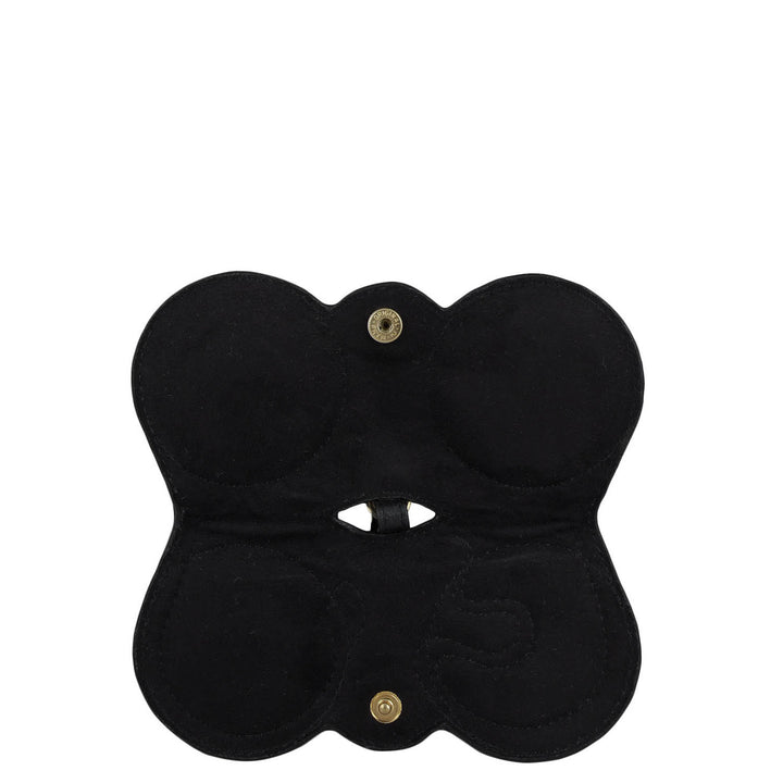 Wax Snake Leather Spectacle Case - Black